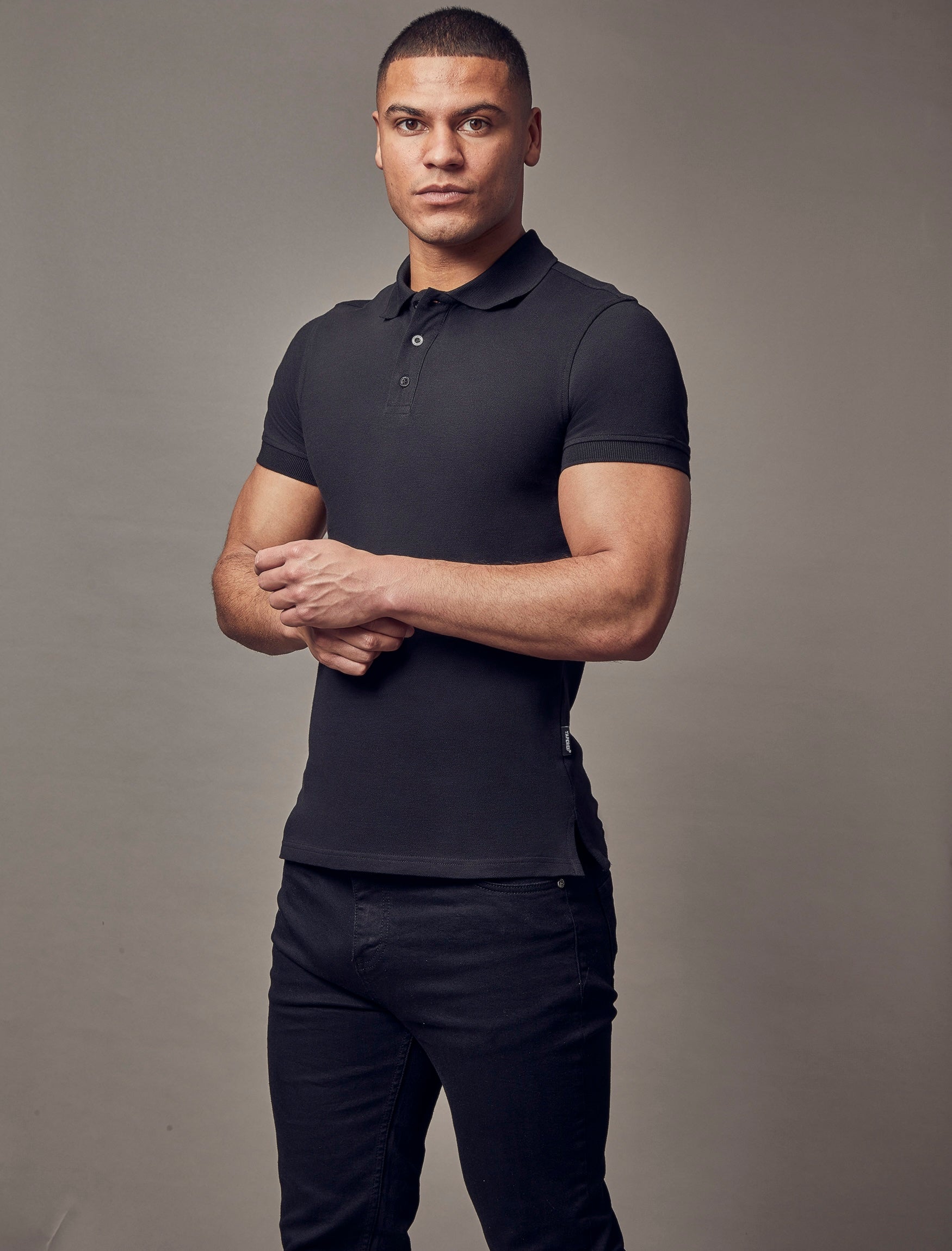 Short Sleeve Black Vittorini Fit Polo Shirt
