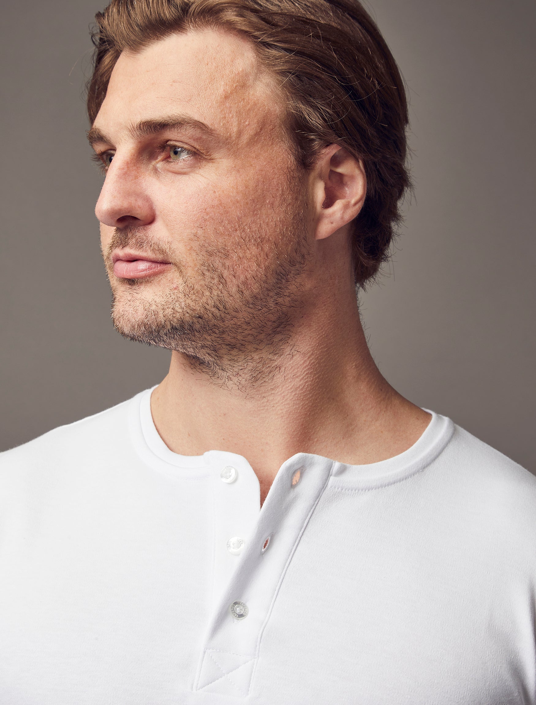 White Short Sleeve Vittorini Fit Henley